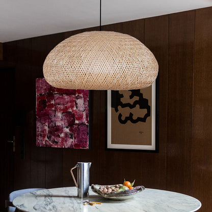 Beige Handmade Bamboo Pendant Light