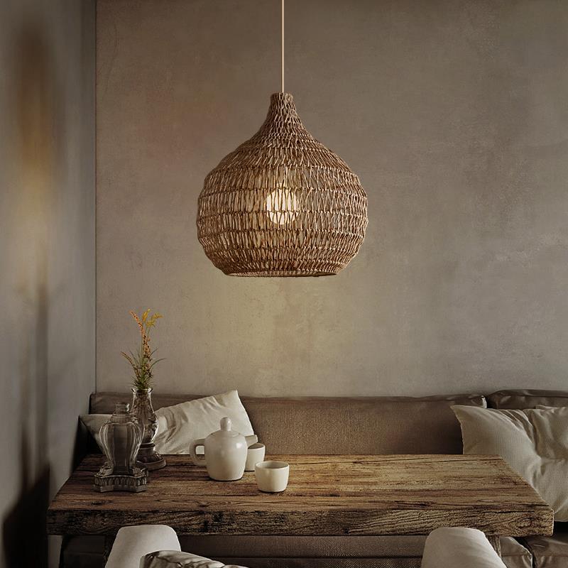 Traditional Woven Shade Pendant Light