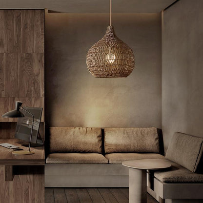 Traditional Woven Shade Pendant Light