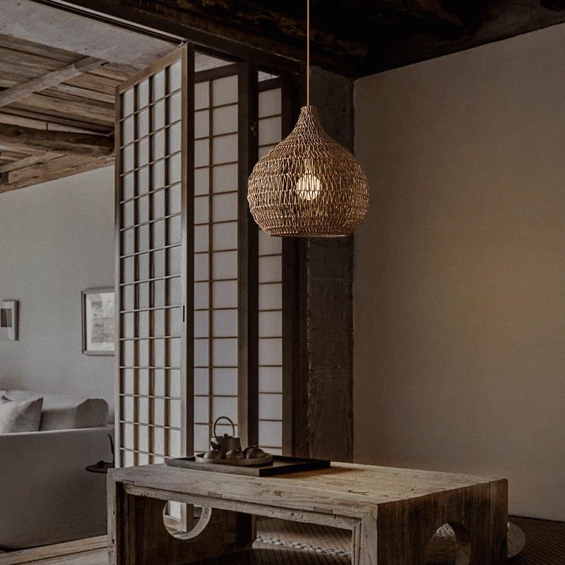 Traditional Woven Shade Pendant Light