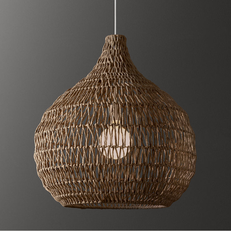 Traditional Woven Shade Pendant Light