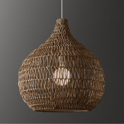 Traditional Woven Shade Pendant Light