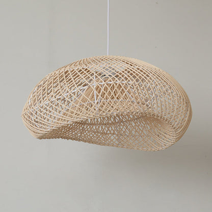 Hand-Woven Rattan Wave Pendant