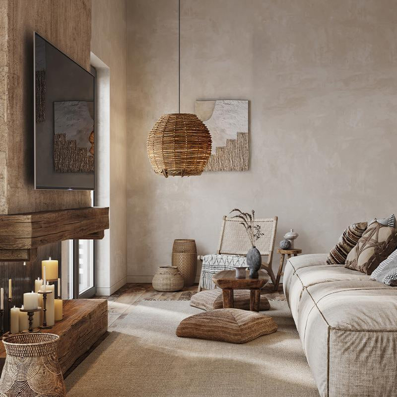 Retro Small Rattan Dining Pendant