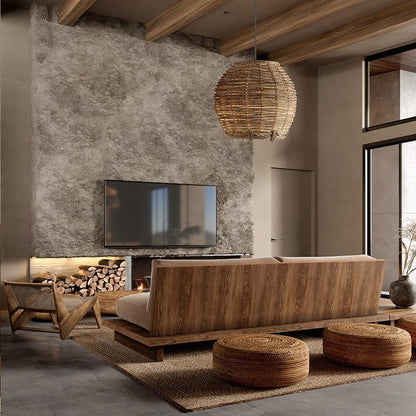 Retro Small Rattan Dining Pendant