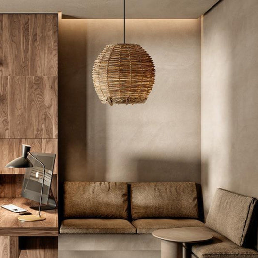 Retro Small Rattan Dining Pendant