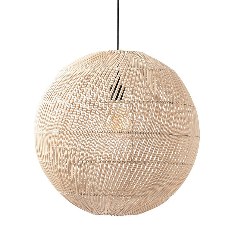 Hand-Woven Rattan Globe Orb Pendant