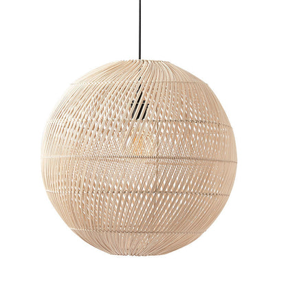 Hand-Woven Rattan Globe Orb Pendant