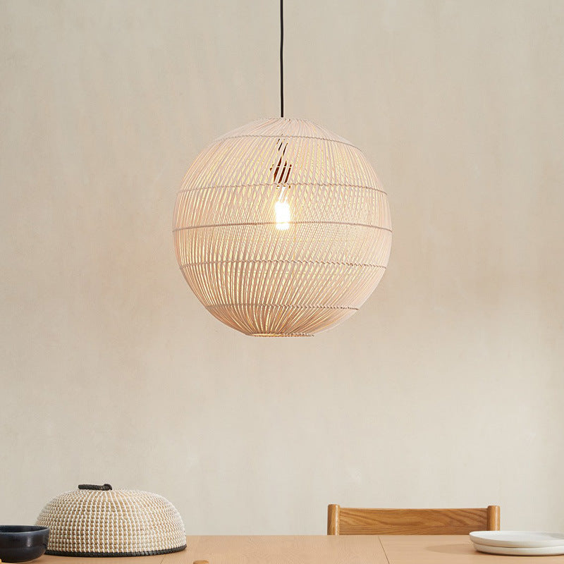 Hand-Woven Rattan Globe Orb Pendant