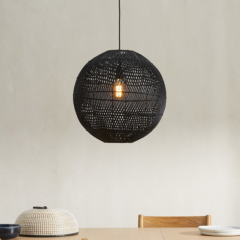 Hand-Woven Rattan Globe Orb Pendant