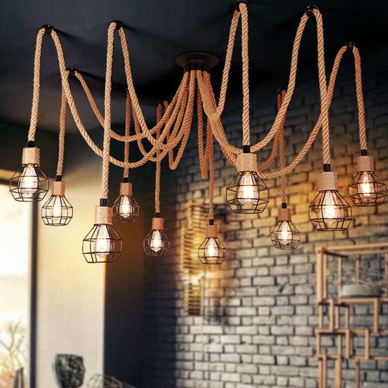 Hemp Rope Spider Chandelier