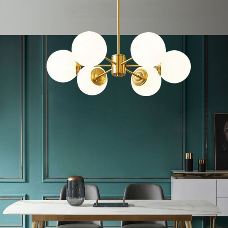 6-light Sputnik Chandelier Golden Molecular Shaped Brass Ceilight Light-[Modern pendant lighting for bedroom and living space]-Demolights UK