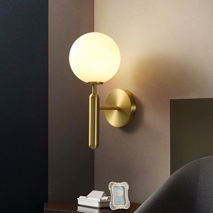 Milky Glass Ball Wall Sconce-[Modern pendant lighting for bedroom and living space]-Demolights UK