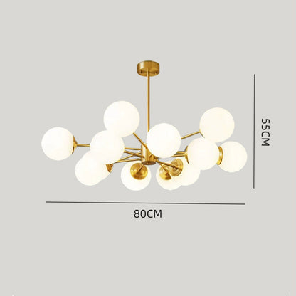 Brass Sputnik Chandelier with Opal Globes