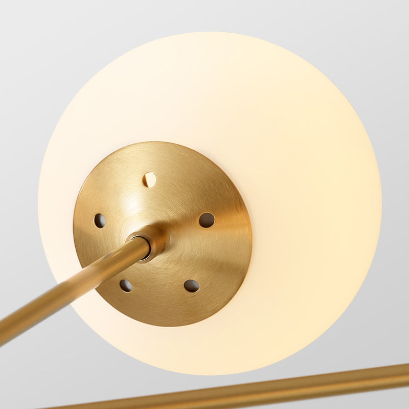 Brass Sputnik Chandelier with Opal Globes