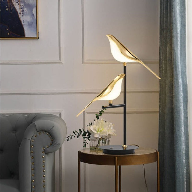 Golden Bird Rotating Table Lamp