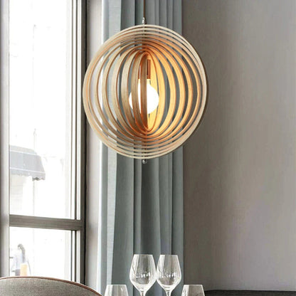 Handcrafted Wood Globe Pendant Shade