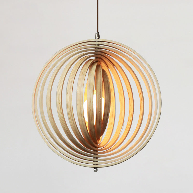 Handcrafted Wood Globe Pendant Shade