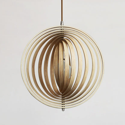 Handcrafted Wood Globe Pendant Shade