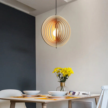 Handcrafted Wood Globe Pendant Shade