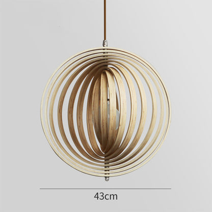 Handcrafted Wood Globe Pendant Shade