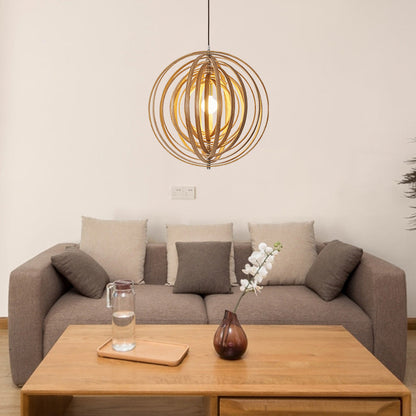 Handcrafted Wood Globe Pendant Shade