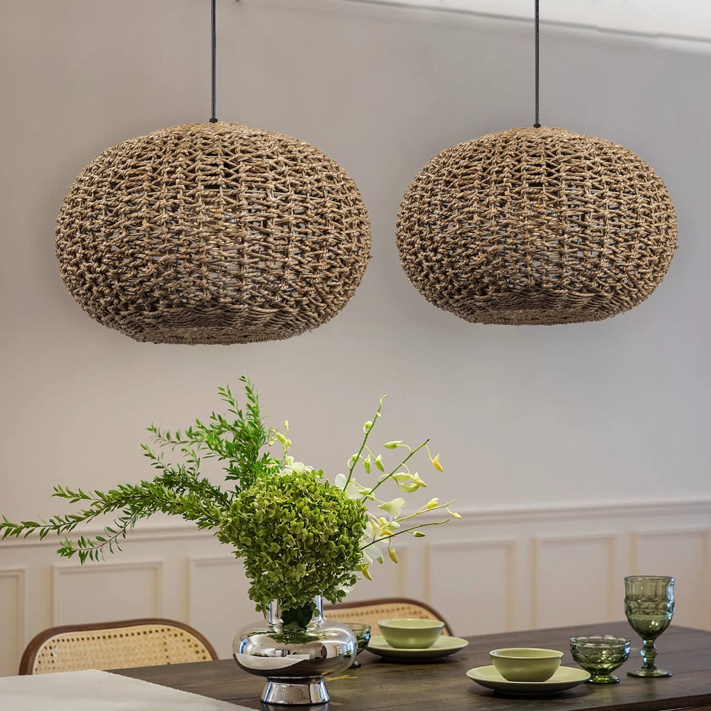 Dark Brown Wicker Pendant Lamp Shade
