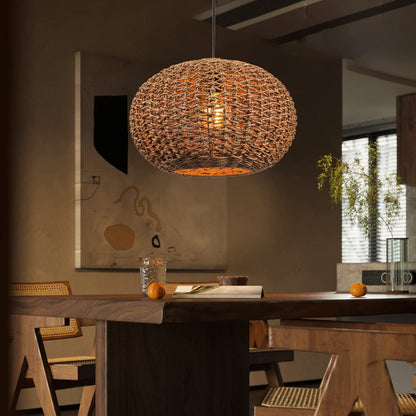 Dark Brown Wicker Pendant Lamp Shade