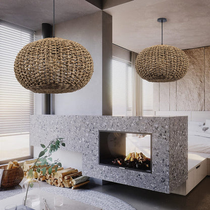 Dark Brown Wicker Pendant Lamp Shade