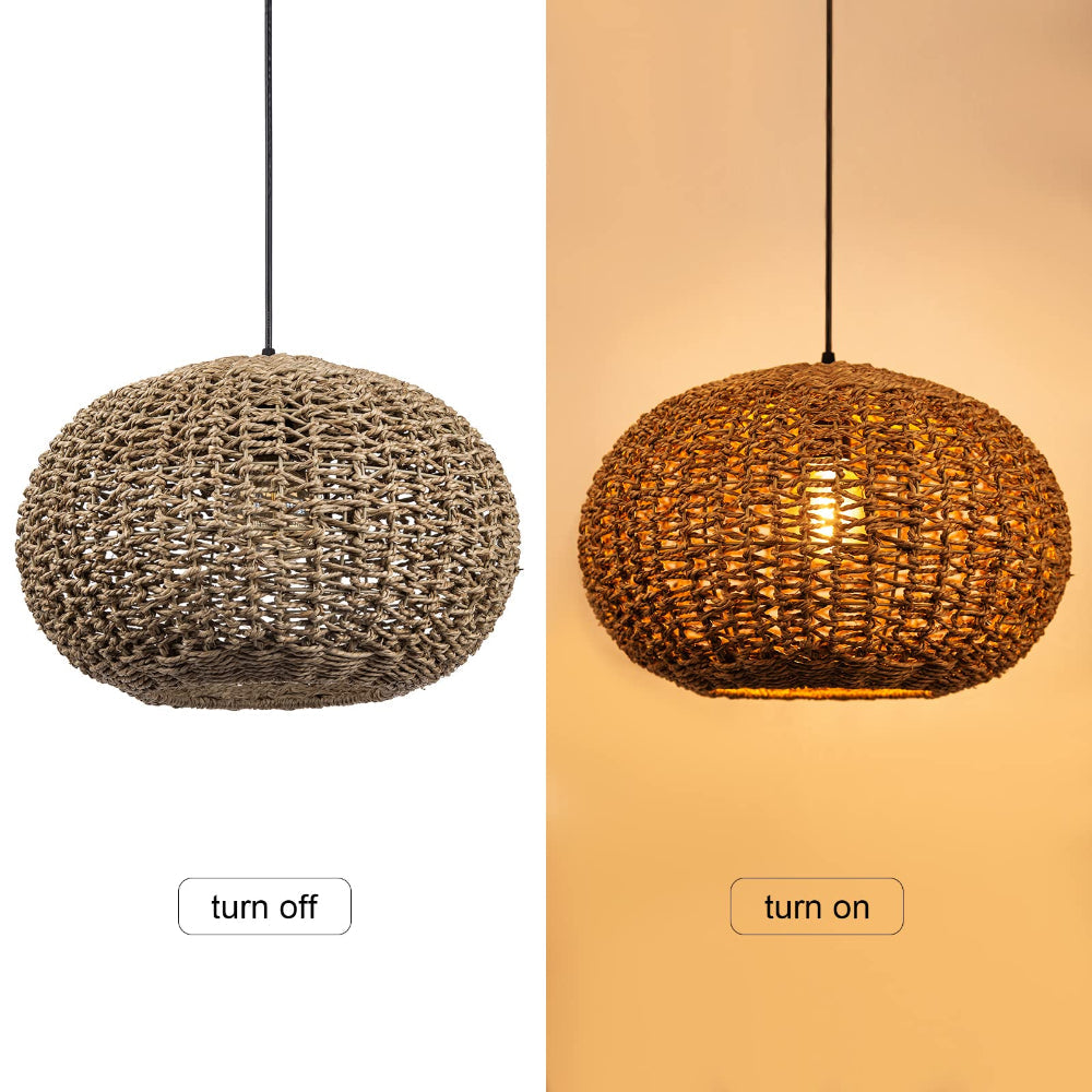 Dark Brown Wicker Pendant Lamp Shade