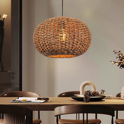 Dark Brown Wicker Pendant Lamp Shade