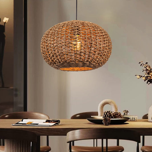 Dark Brown Wicker Pendant Lamp Shade