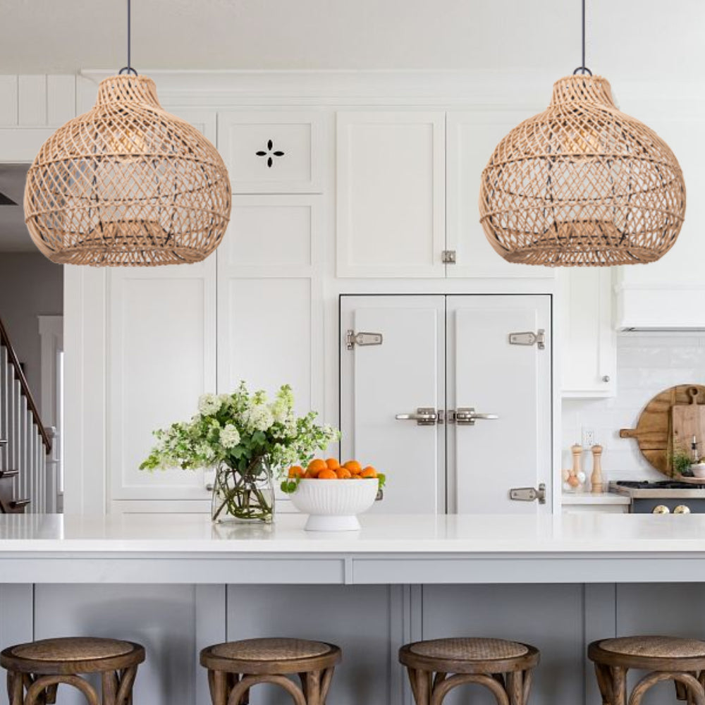 Wicker Farmhouse Kitchen Pendant Shade