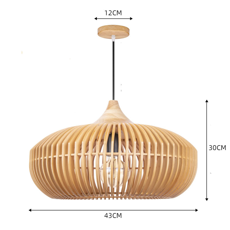 Slatted Wood Pumpkin Pendant Light
