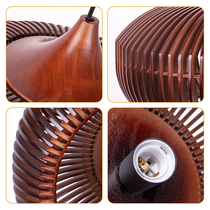 Slatted Wood Pumpkin Pendant Light