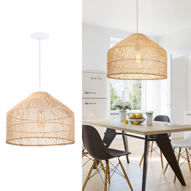 Handmade Round Wicker Hanging Lamp