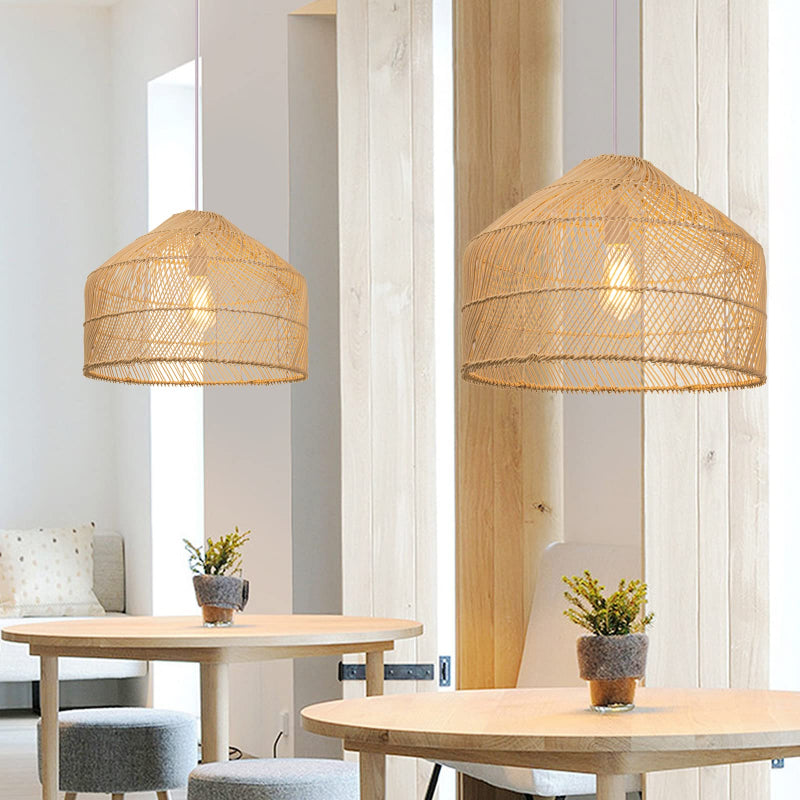 Handmade Round Wicker Hanging Lamp