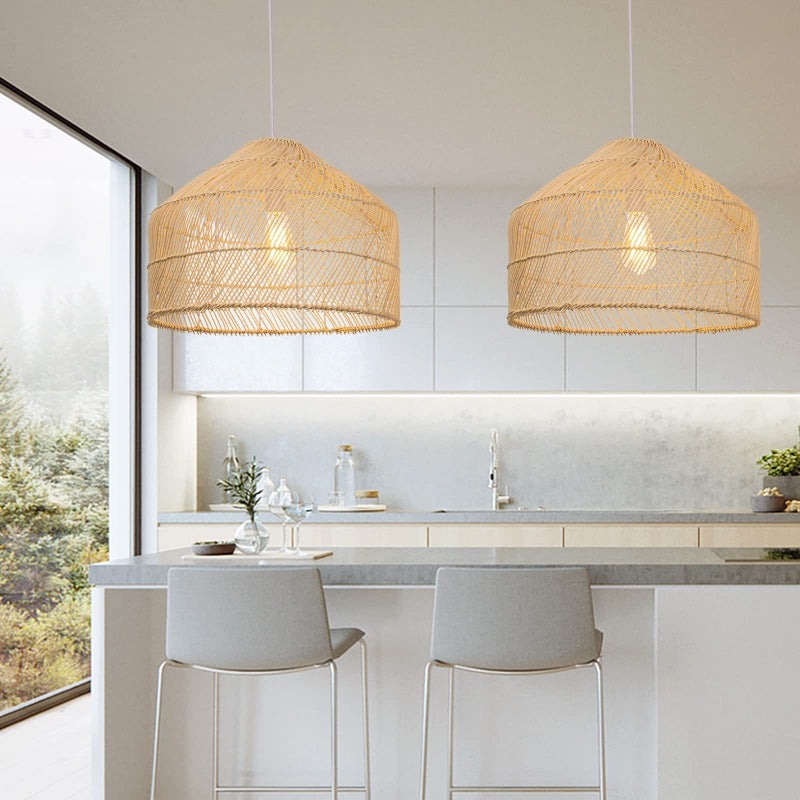 Handmade Round Wicker Hanging Lamp