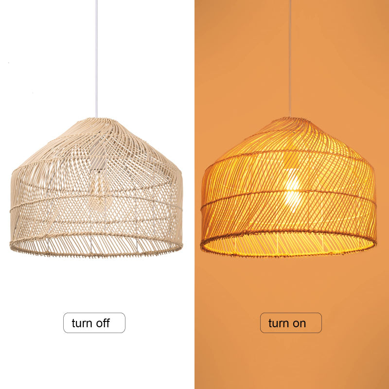 Handmade Round Wicker Hanging Lamp
