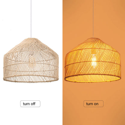 Handmade Round Wicker Hanging Lamp