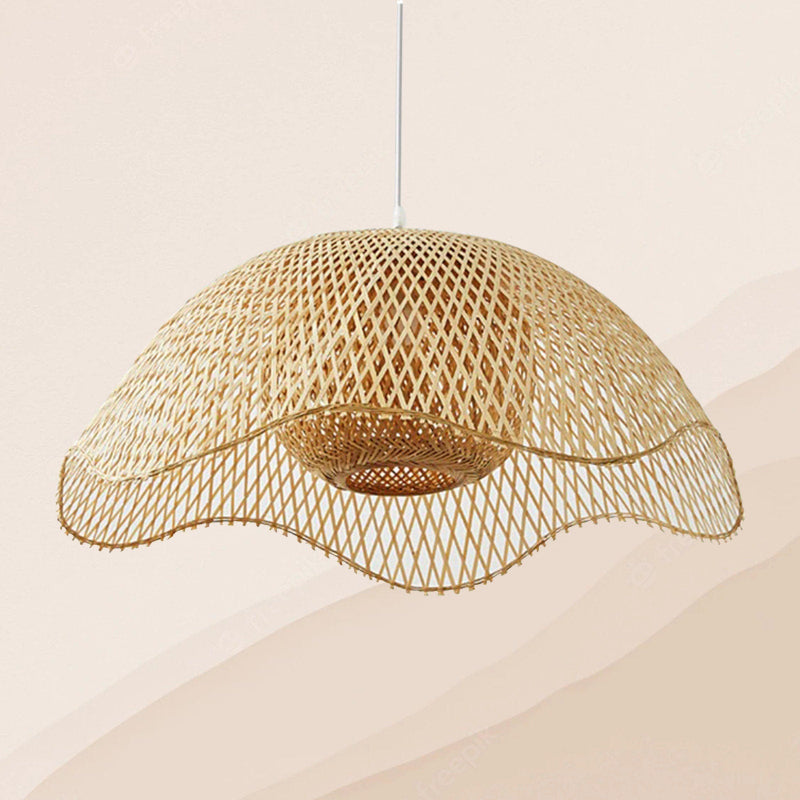 Woven Bamboo Flower Pendant Light