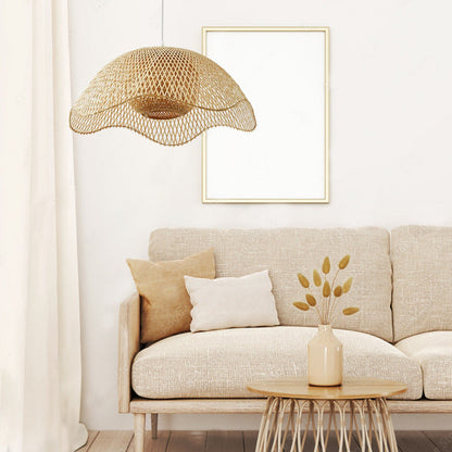 Woven Bamboo Flower Pendant Light