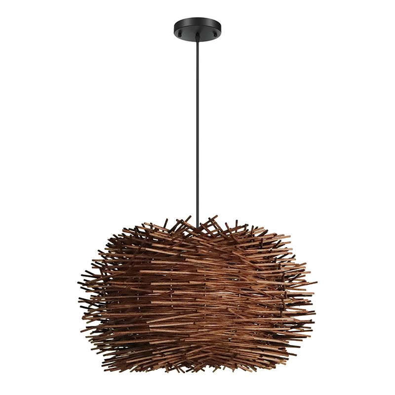 Geometric Woven Rattan Pendant Light