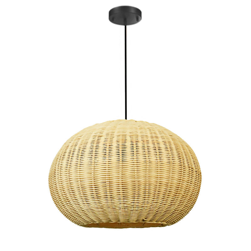 Round Wicker Rattan Basket Pendant
