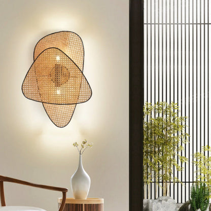 Rattan Caning Bedside Wall Lamp