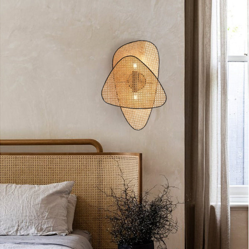Rattan Caning Bedside Wall Lamp