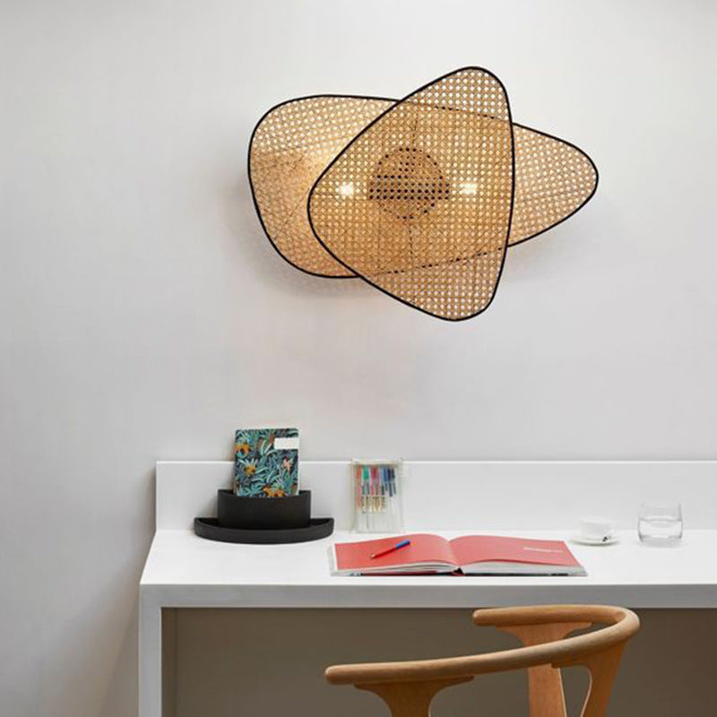 Rattan Caning Bedside Wall Lamp