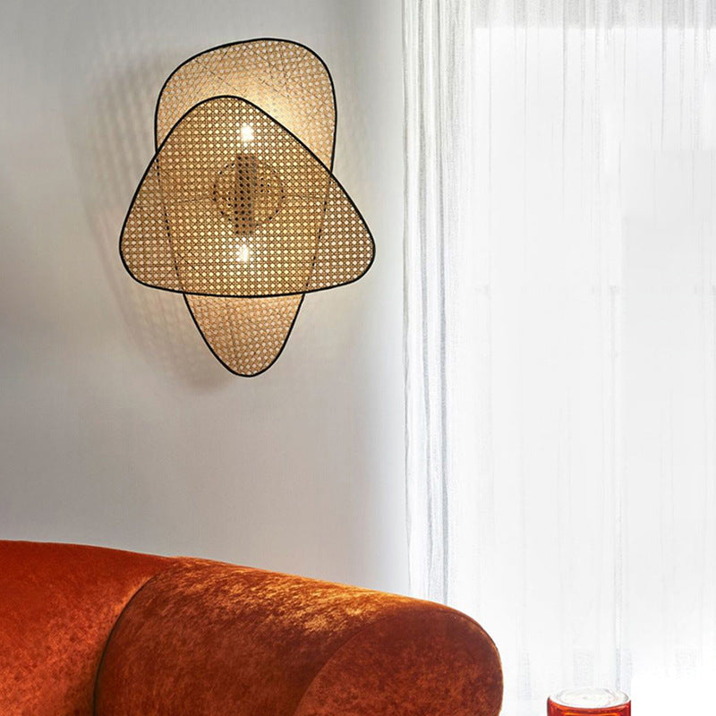 Creative Bedroom Bedside Wall Lamp Rattan Woven-[Modern pendant lighting for bedroom and living space]-Demolights UK