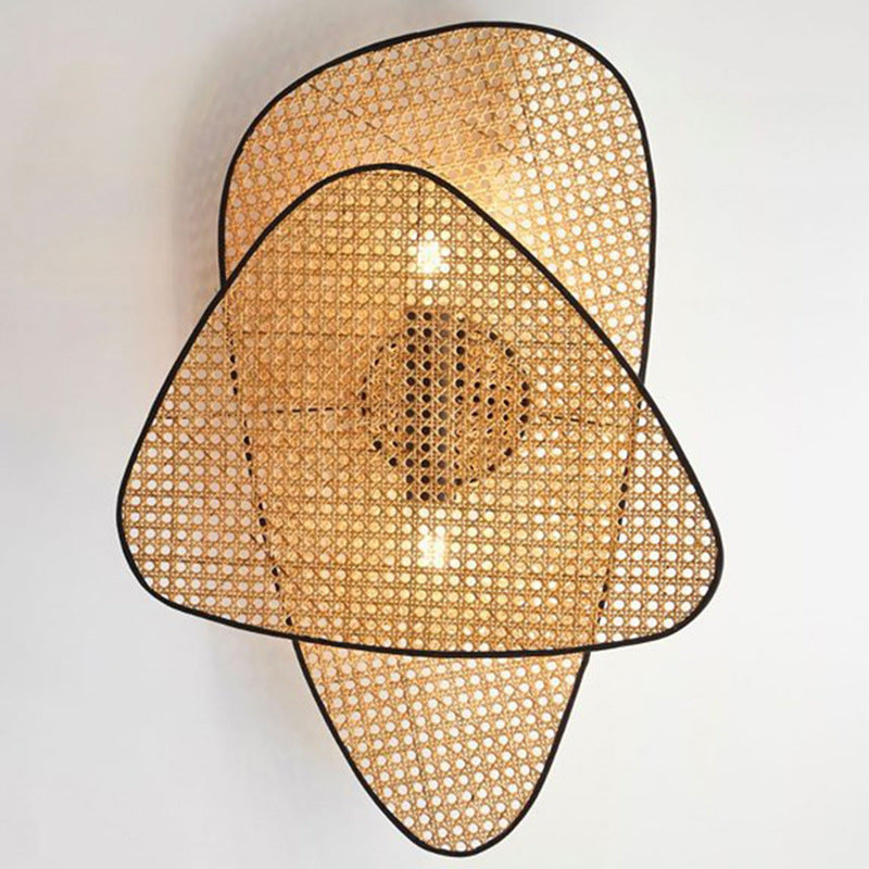 Rattan Caning Bedside Wall Lamp