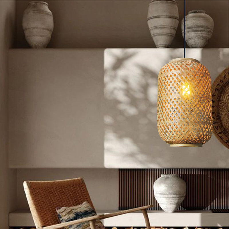Bamboo Lantern Pendant Shade, 25x40cm